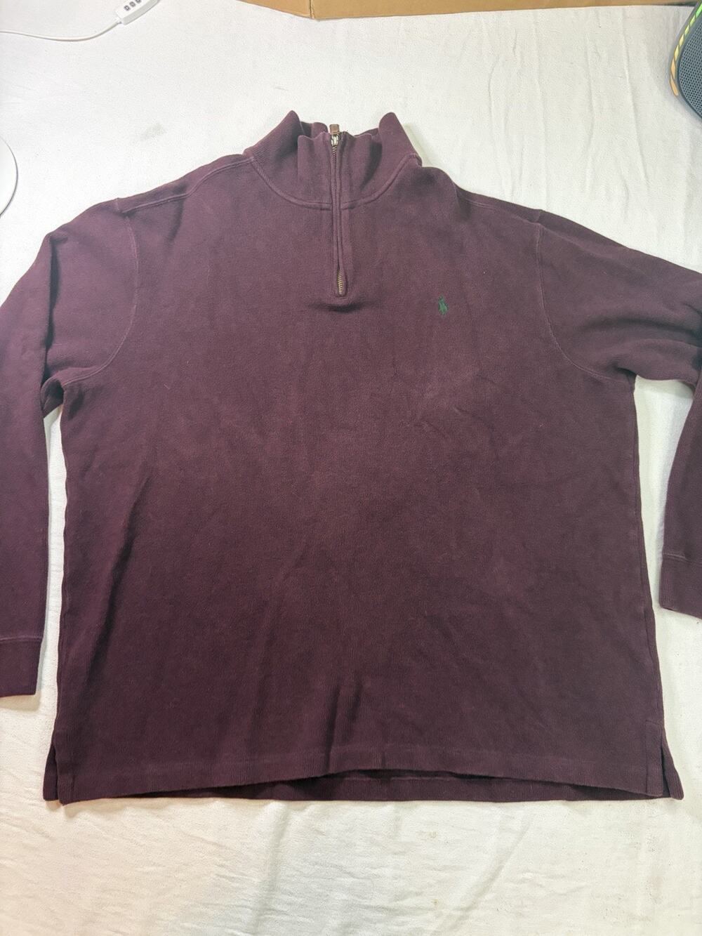 Polo Ralph Lauren Pullover Men’s XL Burgundy 1/4 Zip Cotton Green Pony